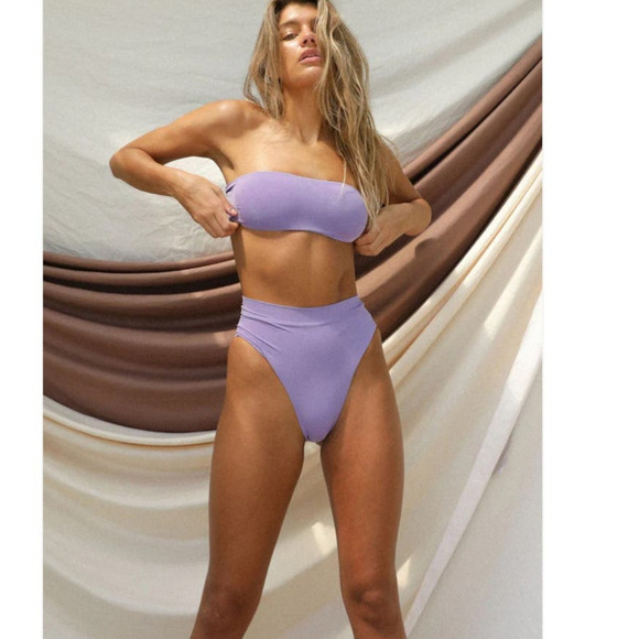 NWT Toast Swim Signature High Waisted Bikini Bottom, Violet Tulip, size XS - Picture 3 of 16